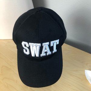 SWAT Baseball Cap Black Mens OS Black White Embroidered Costume Cosplay NEW